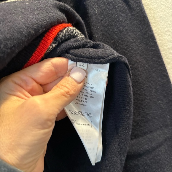 Stella McCartney size Medium wool crewneck sweater. Navy and orange - Picture 3 of 9